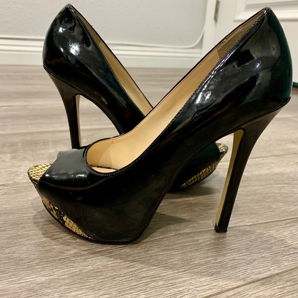 Enzo Angiolini Black Platform Heels w/Snakeskin